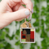 mehrfarbiges Paneelgemälde mit braunem Leaf Schlüsselanhänger (Hand)