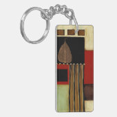 mehrfarbiges Paneelgemälde mit braunem Leaf Schlüsselanhänger (Vorderseite links)