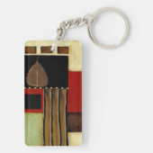 mehrfarbiges Paneelgemälde mit braunem Leaf Schlüsselanhänger (Rückseite)