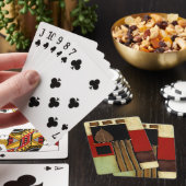 mehrfarbiges Paneelgemälde mit braunem Leaf Spielkarten (In Situ)