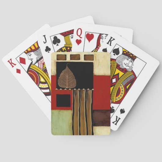 mehrfarbiges Paneelgemälde mit braunem Leaf Spielkarten (Rückseite)