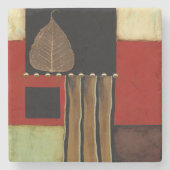 mehrfarbiges Paneelgemälde mit braunem Leaf Steinuntersetzer (Vorderseite)