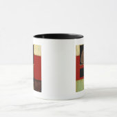 mehrfarbiges Paneelgemälde mit braunem Leaf Tasse (Zentrum)