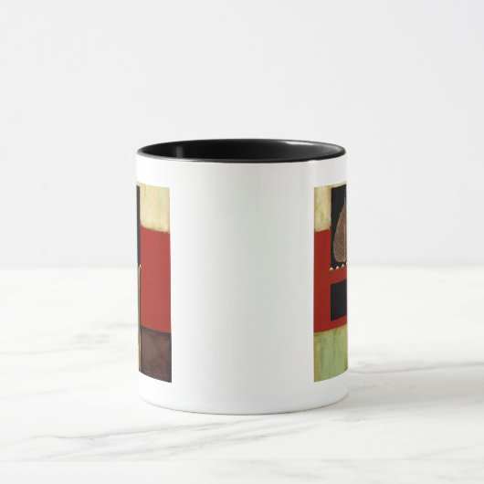 mehrfarbiges Paneelgemälde mit braunem Leaf Tasse (Zentrum)