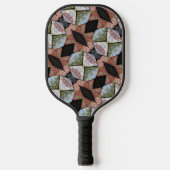 Mehrfarbiges Patchwork mit Initialen Pickleball Schläger (Vorderseite)