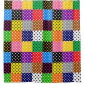 mehrfarbiges Patchwork Quilt Polka Dots Duschvorhang (Vorderseite)