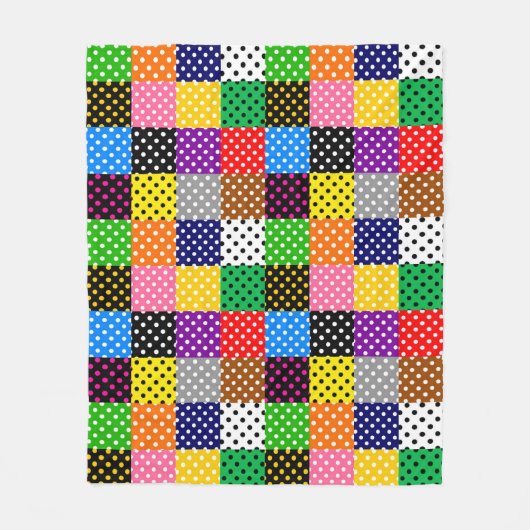 mehrfarbiges Patchwork Quilt Polka Dots Fleecedecke (Vorderseite)