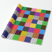 mehrfarbiges Patchwork Quilt Polka Dots Geschenkpapier (Ungerollt)