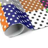 mehrfarbiges Patchwork Quilt Polka Dots Geschenkpapier (Rolleneckpunkt)