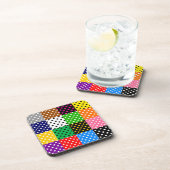 mehrfarbiges Patchwork Quilt Polka Dots Getränkeuntersetzer (Rechte Seite)