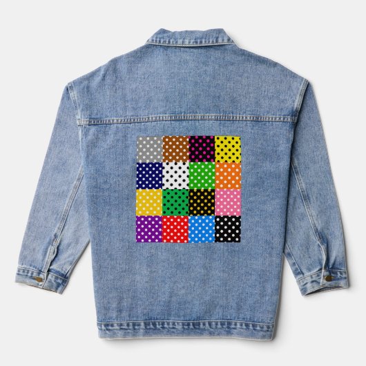 mehrfarbiges Patchwork Quilt Polka Dots Jeansjacke (Rückseite)