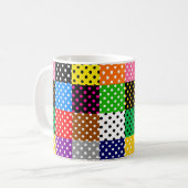 mehrfarbiges Patchwork Quilt Polka Dots Kaffeetasse (Vorderseite Links)
