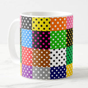 mehrfarbiges Patchwork Quilt Polka Dots Kaffeetasse
