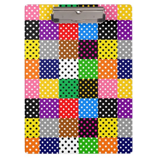 mehrfarbiges Patchwork Quilt Polka Dots Klemmbrett (Vorderseite)