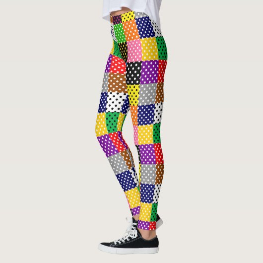 mehrfarbiges Patchwork Quilt Polka Dots Leggings (Links)