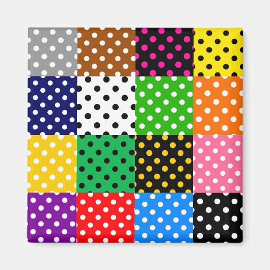 mehrfarbiges Patchwork Quilt Polka Dots Magnet (Vorne)