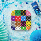 mehrfarbiges Patchwork Quilt Polka Dots Pappteller (Party)