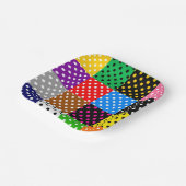 mehrfarbiges Patchwork Quilt Polka Dots Pappteller (Gewinkelt)