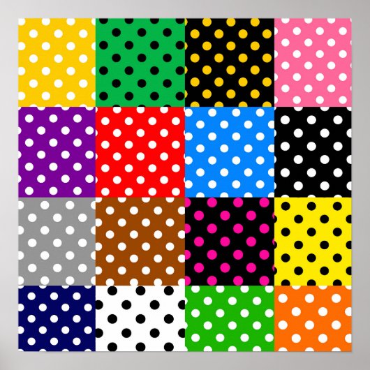 mehrfarbiges Patchwork Quilt Polka Dots Poster (Vorne)