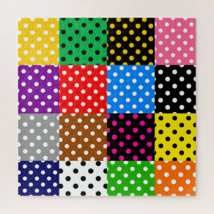 mehrfarbiges Patchwork Quilt Polka Dots Puzzle