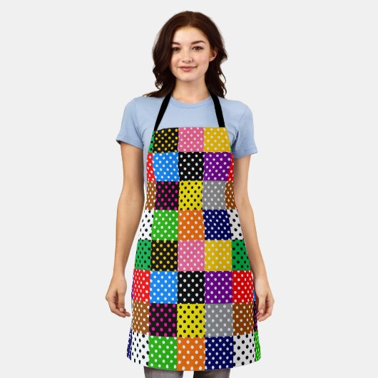 mehrfarbiges Patchwork Quilt Polka Dots Schürze (Getragen)