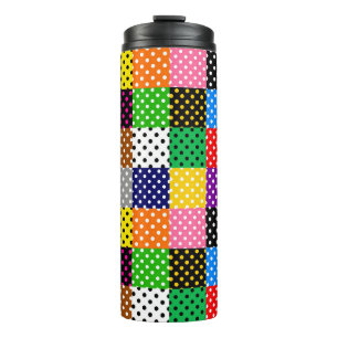 mehrfarbiges Patchwork Quilt Polka Dots Thermosbecher