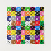 mehrfarbiges Patchwork Quilt Polka Dots Wandteppich (Vorderseite (Horizontal))