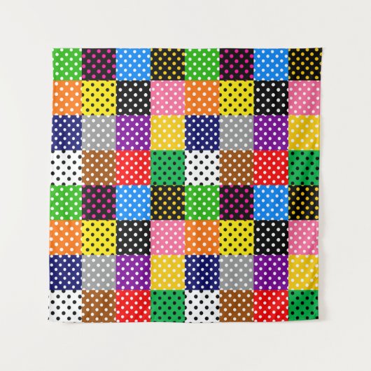 mehrfarbiges Patchwork Quilt Polka Dots Wandteppich (Vorderseite (Horizontal))