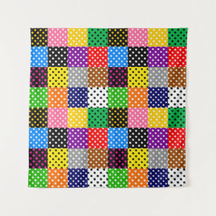 mehrfarbiges Patchwork Quilt Polka Dots Wandteppich