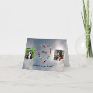 mehrfarbiges Paw Print Heart Dog Beileid  Karte