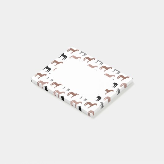 Mehrfarbiges Pferdemuster Post-it Klebezettel (angewinkelt)