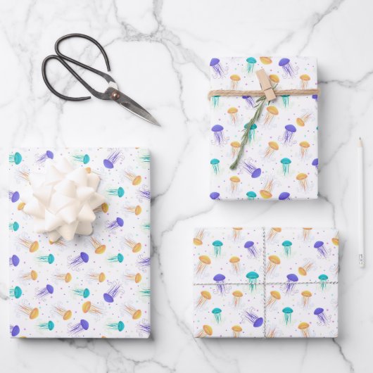 Mehrfarbiges Quallenmuster Geschenkpapier Set (Vorderseite)