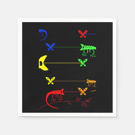 mehrfarbiges Rainbow Chameleon Party Paper Napkins Serviette (Vorderseite)