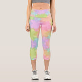 Mehrfarbiges Regenbogendesign Capri Leggings (Vorderseite)
