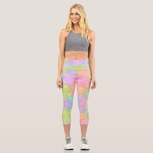 Mehrfarbiges Regenbogendesign Capri Leggings (Vorderseite)