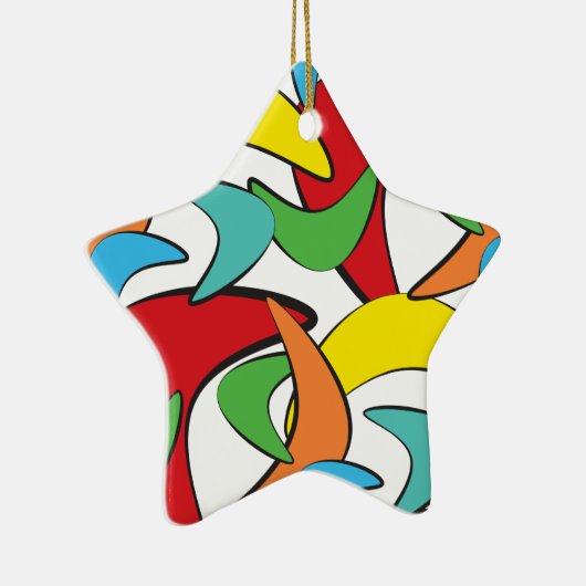 Mehrfarbiges Retro-Boomerang-Muster Keramikornament (Rechts)