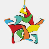 Mehrfarbiges Retro-Boomerang-Muster Keramikornament (Hinten)