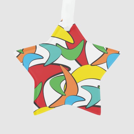 Mehrfarbiges Retro-Boomerang-Muster Ornament (Rückseite)