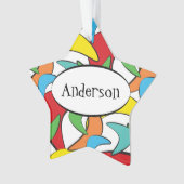 Mehrfarbiges Retro-Boomerang-Muster Ornament (Vorderseite)