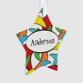 Mehrfarbiges Retro-Boomerang-Muster Ornament (Vorderseite)