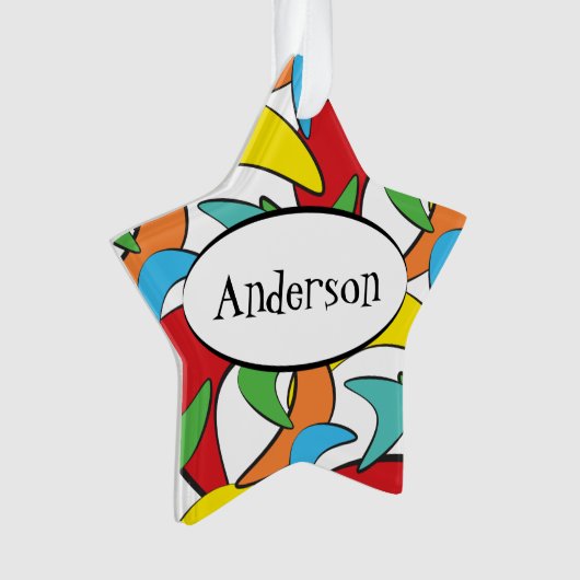 Mehrfarbiges Retro-Boomerang-Muster Ornament (Vorderseite)