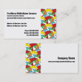 Mehrfarbiges Retro-Boomerang-Muster Visitenkarte (Vorne/Hinten)