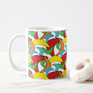 Mehrfarbiges Retro-Bumerang-Muster Kaffeetasse