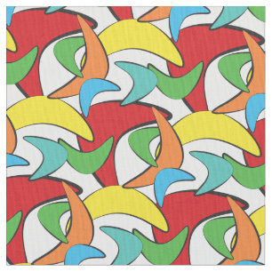 Mehrfarbiges Retro Bumerang-Muster Stoff