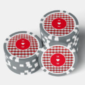 Mehrfarbiges Rot- und Weißdesign mit Text Pokerchips (Stapel)
