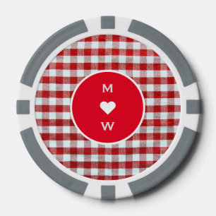 Mehrfarbiges Rot- und Weißdesign mit Text Pokerchips