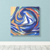 mehrfarbiges Segelboot Meer Akryllische Malerei Dr Leinwanddruck (Insitu (Holzboden))