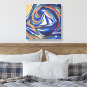 mehrfarbiges Segelboot Meer Akryllische Malerei Dr Leinwanddruck (Insitu (Schlafzimmer))