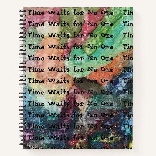Mehrfarbiges Spiral Notebook...Zeit wartet auf ein Notizblock (Vorderseite)