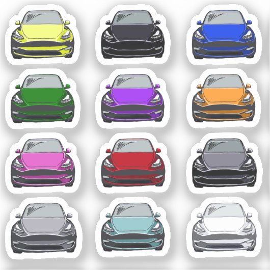 Mehrfarbiges SUV-Fahrzeug Zeichnend Elektrofahrzeu Aufkleber (Vorderseite)